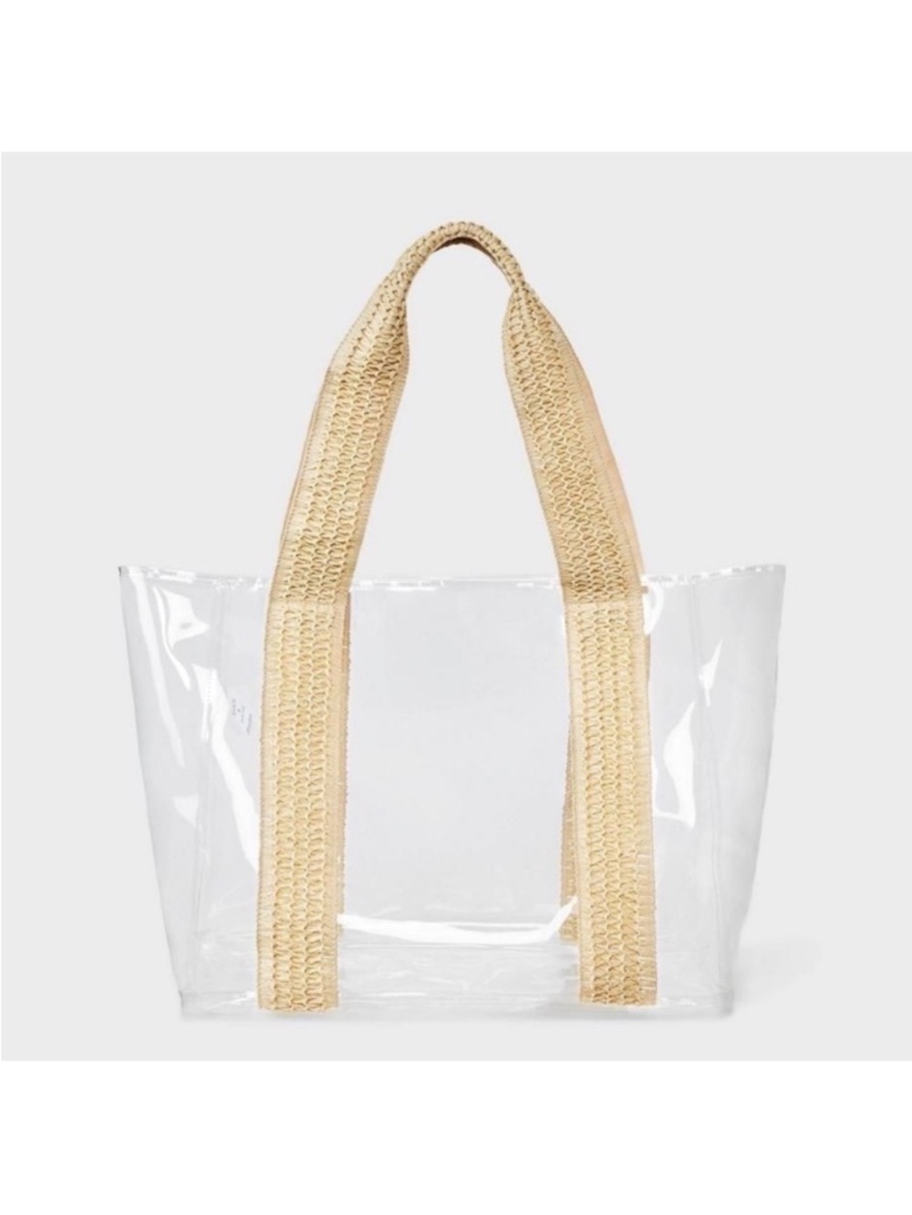 Shade & Shore Clear Tote with Natural Straw-Textured Handles